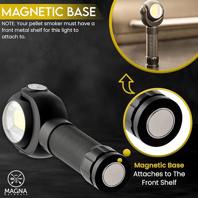 Pellet Smoker Grill LED Night Light - A 2-in-1 Light with a Magnetic Base Attaches to The Front Shelf of Pellet Smokers Compatible with Traeger Grills