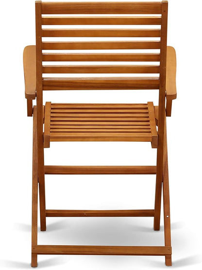 East West Furniture DEBS9CANA 9 Piece Patio Garden Table Set Includes a Rectangle Outdoor Acacia Wood Dining Table and 8 Folding Arm Chairs, 40x72 Inch, Natural Oil