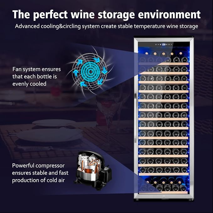 Velivi Wine Cooler Refrigerator, 179 Bottles Professional Wine Fridge | with Powerful Compressor,Quiet Operation and Elegant Design for Wine Lovers