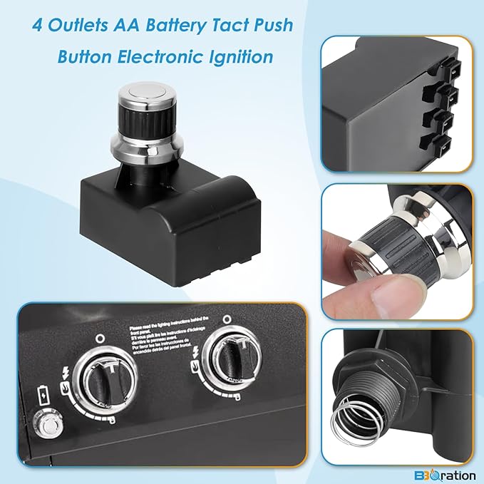 4 Outlets AA Battery Tact Push Button Electronic Ignition Module Replacement for Charbroil, Nexgrill, Kenmore, Char-Griller, Grill Igniters for Charbroil Grill Igniter Replacement