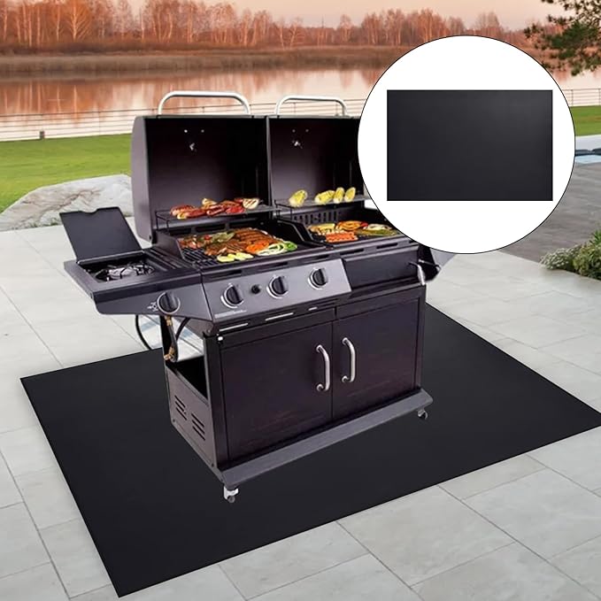 MDEOOSKY 48" x 30" Fireproof Mat Under Grill Mat Deck Protector Fire Pit Mat Oil-Proof Waterproof BBQ Protector for Deck and Patio Easy to Clean Storage Waterproof Foldable