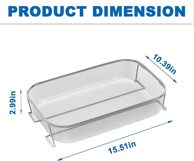 Stainless Steel 304 Crisper Basket for Ninja Woodfire Pro XL Outdoor Grill & Smoker OG800 OG900 Series, Non-Stick Air Fryer Basket for Ninja OG850 OG951 OG901 OG952 Grill Accessories
