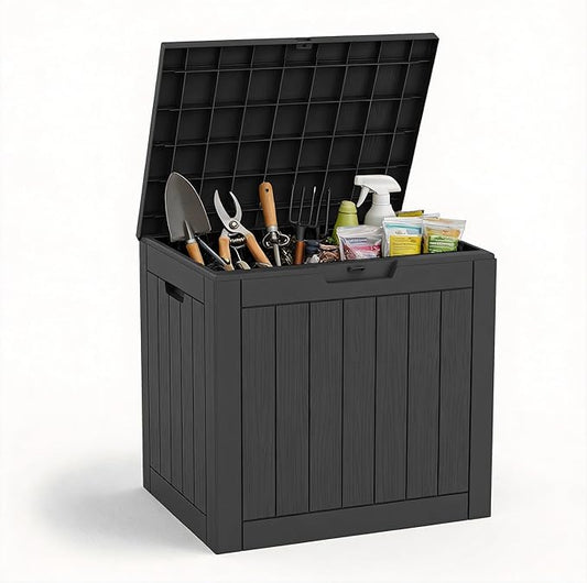 Resin Deck Box Outdoor Storage Box Waterproof for Patio Furniture,Outdoor Cushions,Garden Tools and Pool Suppliesblack