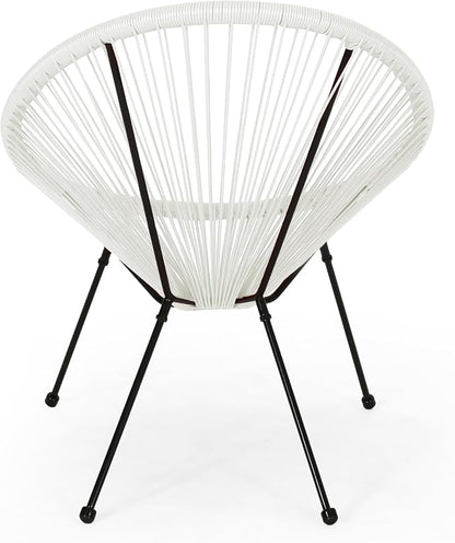 Christopher Knight Home Outdoor Hammock Weave Chair with Steel Frame (Set of 2) - White and Black Finish