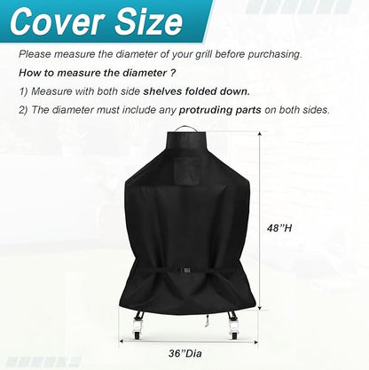 TheElves Kamado Grill Cover, Outdoor Grills Covers Waterproof Heavy Duty for 22-24 inch Char-Griller Char-Broil and Other Round Smokers - 36" Dia x 48" H