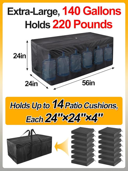 140 Gallon Extra Large Storage Bags | 600D Oxford Heavy-duty Outdoor Storage with 4 Carrying Handles, 56''x24''x24''