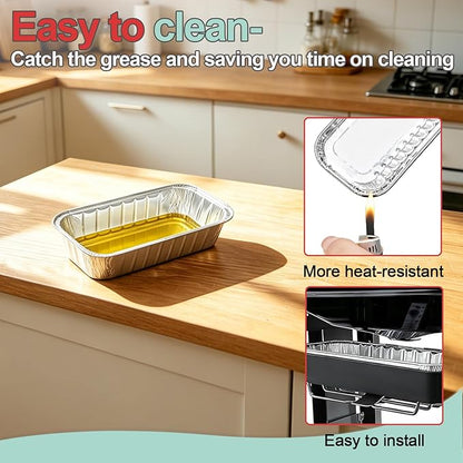 40 Packs 6498 6417 Grease Catcher Pans for Weber Genesis II 400& 600, Aluminum Foil Tray Liners for Weber 28''/36" Gas Griddle, for Weber 400/600 Summit Series Smokefire Ex6 EpX6 Ex4 Gas Grill