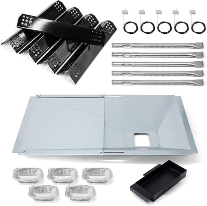 Replacement Parts for Nexgrill 720-0882A 720-0925P 720-0925 720-0896 720-0896B 720-0896E, Grease Tray, 5 Pack Burner Tubes & Ignitors & Flame Tamers for Nexgrill 5 Burner 720-0882A Gas Grill