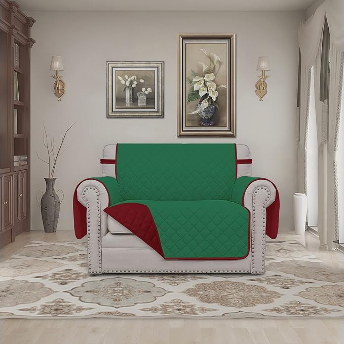 Easy-Going Reversible Couch Cover, Oversized Chair, Green/Christmas Red | Machine Washable Slipcover For Dogs, Water Resistant Furniture Mat For Living Room, Non-Slip Sofa Cover, Pet Friendly