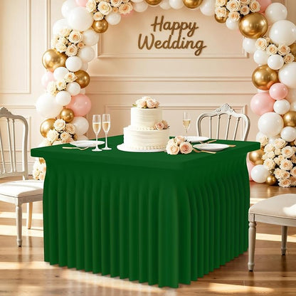 Smiry Spandex Elastic Fitted Table Cloth Skirt for 3FT Square Table | Stretch Washable Table Cloth, Banquet Table Cover for Wedding, Party, Indoor & Trade Shows, (Emerald Green, 36Lx36Wx30H)