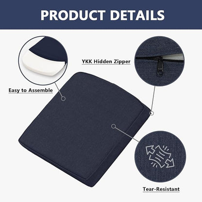 Goodgoods 20 x 20 Outdoor Chair Cushions Set of 2, 1000+ Hours Fade-Resistant & Water-Resistant Furniture Chair Cushions with 30D High-Resilience Foam for Dining Room, Patio Chair, Midnight