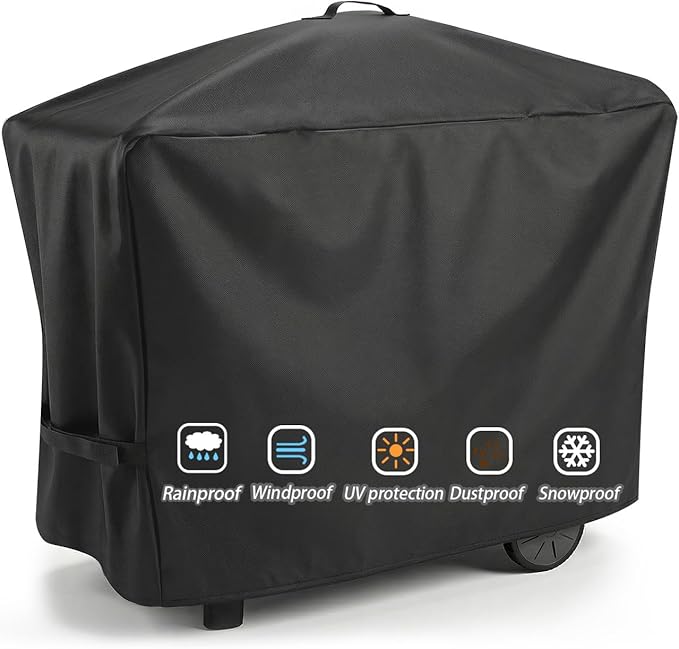 57 Inch Grill Cover for Weber Q Grill, 7112 Grill Cover for Weber Q2000, Q2200, Q2400, Q300, Q3000, Q3200 Gas Grills, Heavy Duty Waterproof BBQ Gas Grill Cover, Straps for Fix with Handles, 600D