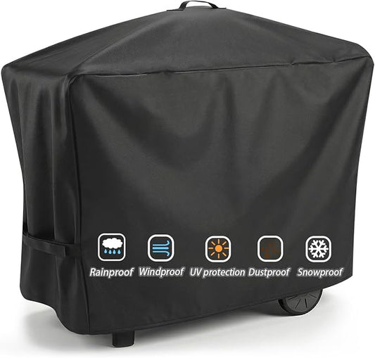 57 Inch Grill Cover for Weber Q Grill, 7112 Grill Cover for Weber Q2000, Q2200, Q2400, Q300, Q3000, Q3200 Gas Grills, Heavy Duty Waterproof BBQ Gas Grill Cover, Straps for Fix with Handles, 600D