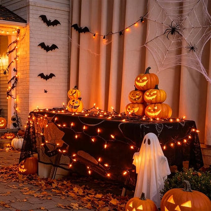 Orange Halloween Lights, 100 Count, Incandescent Mini Halloween String Lights Outdoor, Black Wire Connectable Tree Light for Garland Christmas Thanksgiving Holiday Patio Home Decor