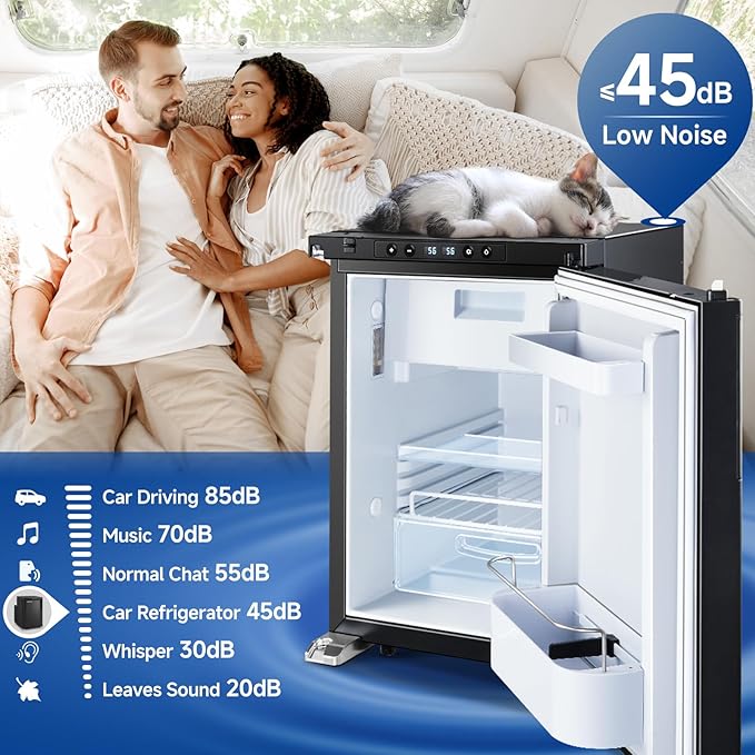 BODEGACOOLER Upgraded 12-Volt Refrigerator, 45L(1.6cu.ft) RV Fridge and Freezer with APP Control & Lock, Portable Electric Cooler -4℉ to 46℉, 12/24V DC for Truck, RV, Camping, Travel