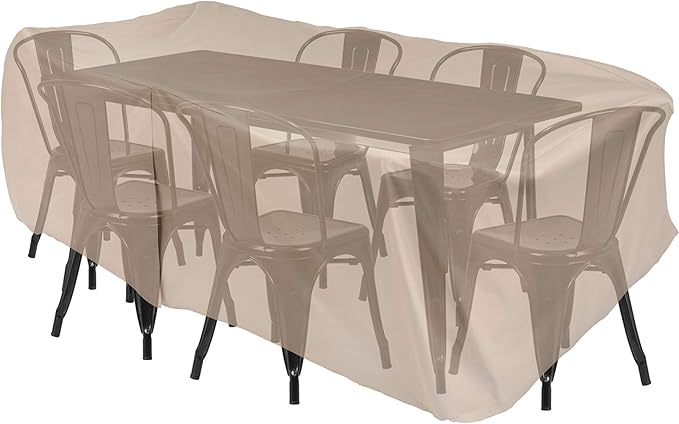 Modern Leisure 8576A Patio Table and Chairs Cover, Outdoor Furniture Set Cover, Waterproof, 76 L x 115 W x 30 H inches, Extra Large, Tan Khaki
