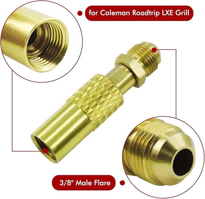 MENSI 3/8" Male Flare Converter Adapter for Coleman Roadtrip LXE Grill to Hook Up RV Propane Extension Hose Roadtrip Grill Series 9949 / 9949A and Some 9941， C001, 5010000743, 9942A5251
