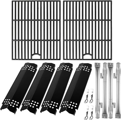 BQMAX Grill Parts for Nexgrill 4 Burner Gas Grill 720-0830H 720-0830 720-0830T, Cooking Grate, Heat Plates Shield and Burner for Nexgrill 4 Burner Replacement Parts for 720-0830h Nexgrills Part