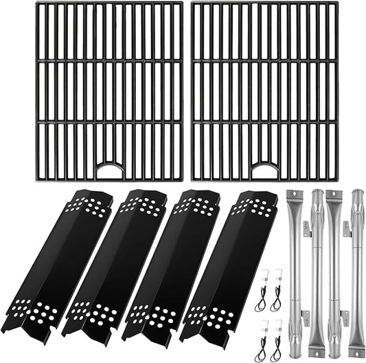 BQMAX Grill Parts for Nexgrill 4 Burner Gas Grill 720-0830H 720-0830 720-0830T, Cooking Grate, Heat Plates Shield and Burner for Nexgrill 4 Burner Replacement Parts for 720-0830h Nexgrills Part