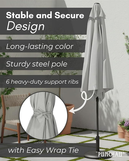 6 Ft Outdoor Patio Umbrella, Easy Open/Close Crank and Push Button Tilt Adjustment - Gray Market Umbrellas
