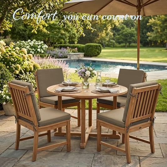 California Umbrella Outdoor Dining Chair, Set of 4 Patio Seat Cushions, 20 x 40 Inch, Premium Outdoor Memory Foam, Fade Resistant, Sunbrella Fabric, Fabric Ties, Heather Beige