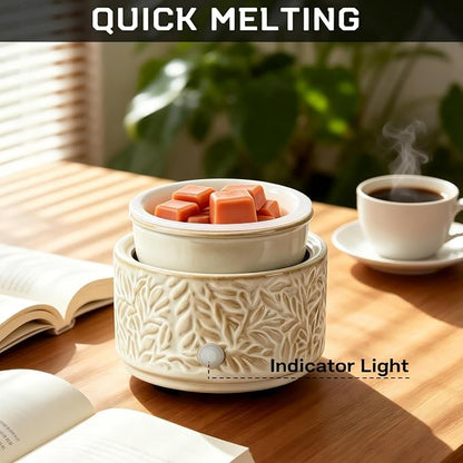 Wax Melt Warmer with Timer and Silicone Liner, 3-in-1 Ceramic Electric Scented Wax Burner for Home Aromatherapy, Fast Melting Fragrance Oil Warmer for Jar Candles Gifts for Women