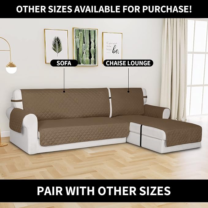 Easy-Going Reversible Couch Cover, Chaise Lounge, Camel/Camel | Machine Washable Slipcover For Dogs, Water Resistant Furniture Mat For Living Room, Non-Slip Sofa Cover, Pet Friendly