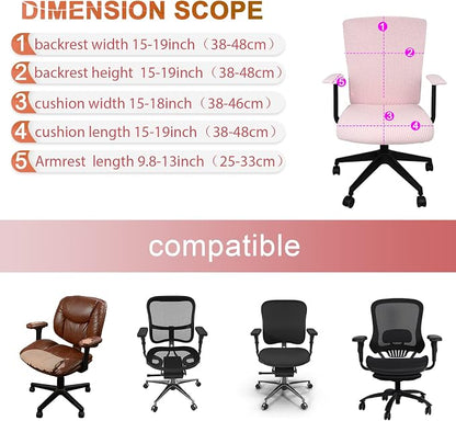 Tallew 4 Pcs Office Chair Covers Stretchable Armrest Seat,XL,Pale Pink | Universal Fit Office Desk Chairs, Protective Seat Backrest Slipcovers, Stretchable Prevent Wear, Easy Install for Rotating