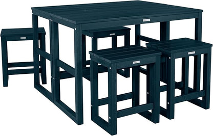 highwood Monroe 6-Piece Counter Height Modern Balcony Set, 2 Tables and 4 Stools, Federal Blue