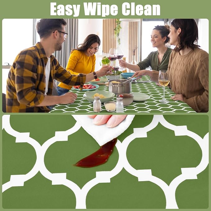 Smiry Picnic Fitted Table Cover, 4 Foot Flannel Backed Vinyl Tablecloth | Waterproof Elastic Stretch Table Cloth, Wipeable Plastic Tablecloth for Camping, Indoor & Outdoor (Green, 30" x 48")