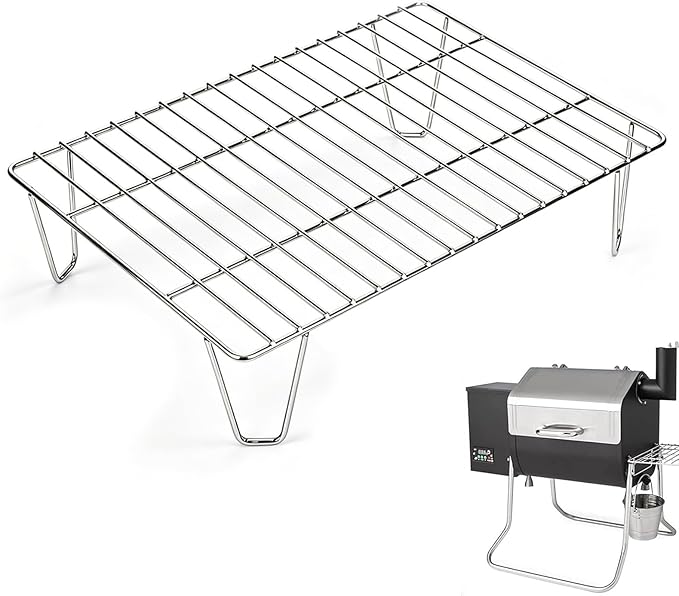 GRISUN Warming Rack for Green Mountain Grill Davy Crockett Pellet Grill, Upper Rack Replacement for GMG-6016, Grill Rack Addition for Doubled Cooking Space (14" x 10" x 3.5")