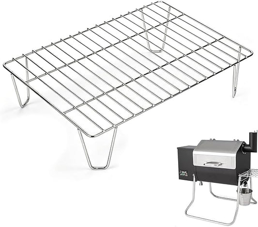 GRISUN Warming Rack for Green Mountain Grill Davy Crockett Pellet Grill, Upper Rack Replacement for GMG-6016, Grill Rack Addition for Doubled Cooking Space (14" x 10" x 3.5")