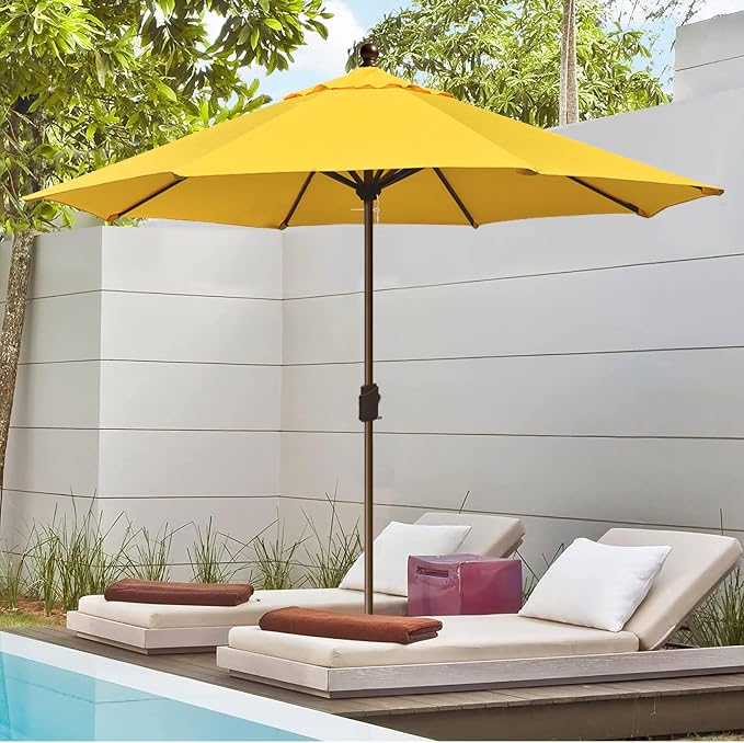EliteShade USA 10-Year-Non-Fading 10Ft Market Patio Umbrella, UPF 50+ UV Protection Performance Sun Umbrella, Heavy Duty Commercial Grade Outdoor Table Umbrella with Crank, Windproof Vented Top for Garden, Pool, Deck and Outdoor Playsets, No Tilt, Sunf...
