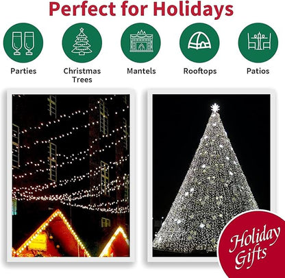 33ft Christmas Decorative Mini Lights, 100 LED Green Wire Fairy Starry String Lights Plug in, 16 Lighting Modes, for Indoor Outdoor Xmas Tree Wedding Party Decoration (White)