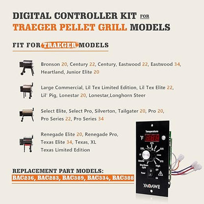 Digital Thermostat Kit Replacement Parts, Compatible with Traeger Pellet Grills, Digital Thermometer Pro Controller, with 7" Temperature Sensor