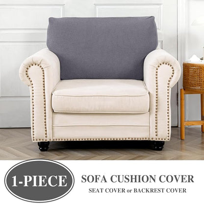 LA MEACK Couch Cushion Cover Seat Cushion Cover Stretch Armchair Cover Separate Sectional Sofa Slipcovers Furniture Protector(1 Piece for Seat or Sofa Backrest, Light Grey)