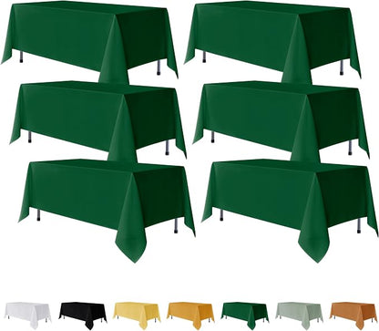 Fitable 6 Pack Tablecloths for Rectangle Table, 70 x 120 Inch, Hunter Green | Wrinkle & Stain Resistant, Washable Polyester Fabric Cloth Cover, For Wedding Party Banquet Formal Events Christmas