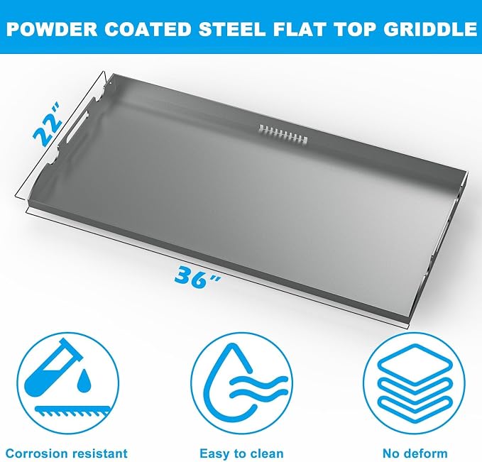 Flat Top Griddle Insert for Blackstone 36 Inch Griddle Powder Coated Steel Cooking Plate with Rear Grease System for Blackstone 1565 1554 1560 1803 1818 1825 1836