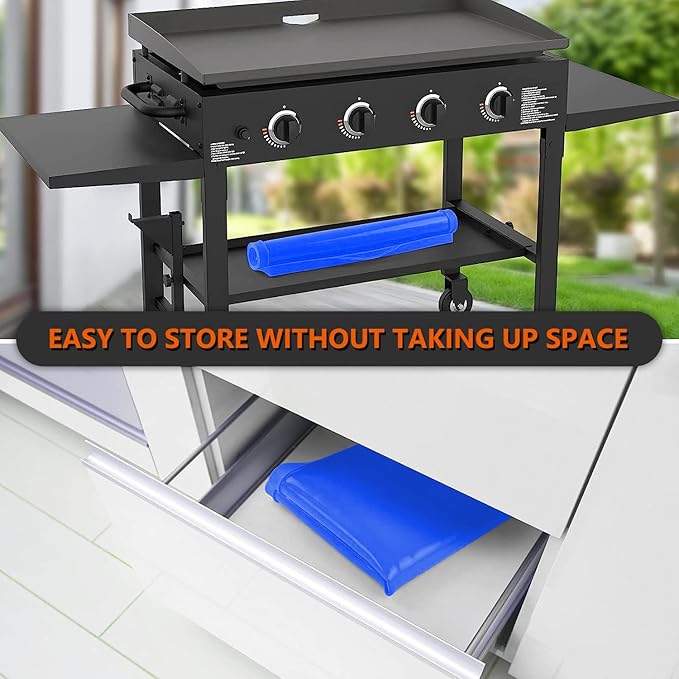 28" Silicone Griddle Mat for Blackstone 28 Inch Grill, Heavy Duty Food Grade Silicone Griddle Cover, Protect Your Grill from Dirt & Rust All Year Round (Blue)