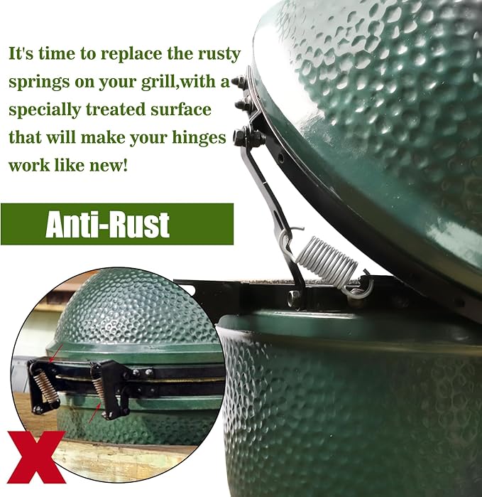 Replacement Hinge Spring for Large Big Green Egg, Set of 2 - Rust-Free, Premium Compression Spring, Perfect for Old and New Hinges, Better Lid Control