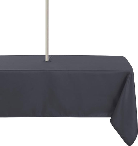 LUSHVIDA Square Outdoor Tablecloth with Umbrella Hole and Zipper, 54x54 Inch Grey, Washable Waterproof Table Cloth Spill Proof Wrinkle Free Table Cover for Patio Spring Summer Picnic BBQS