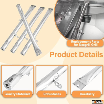 BQMAX Grill Replacement Parts for Nexgrill 4 Burner 720-0830X, Cooking Grate, Burner and Heat Plates for Nexgrill Replacements Part, Grill Parts Kit for Nexgrills 720-0830X Replacement Parts
