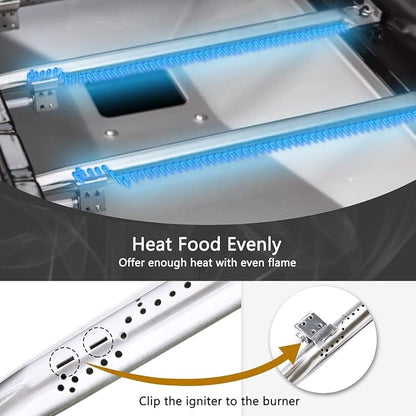 Criditpid Grill Replacement Parts for Nexgrill 720-0925P 720-0925, Grill Heat Plates Shields, Burner Tubes and Igniter, Grill Grates Kit for Nexgrill 720-0925P 4 Burner Gas Grill.