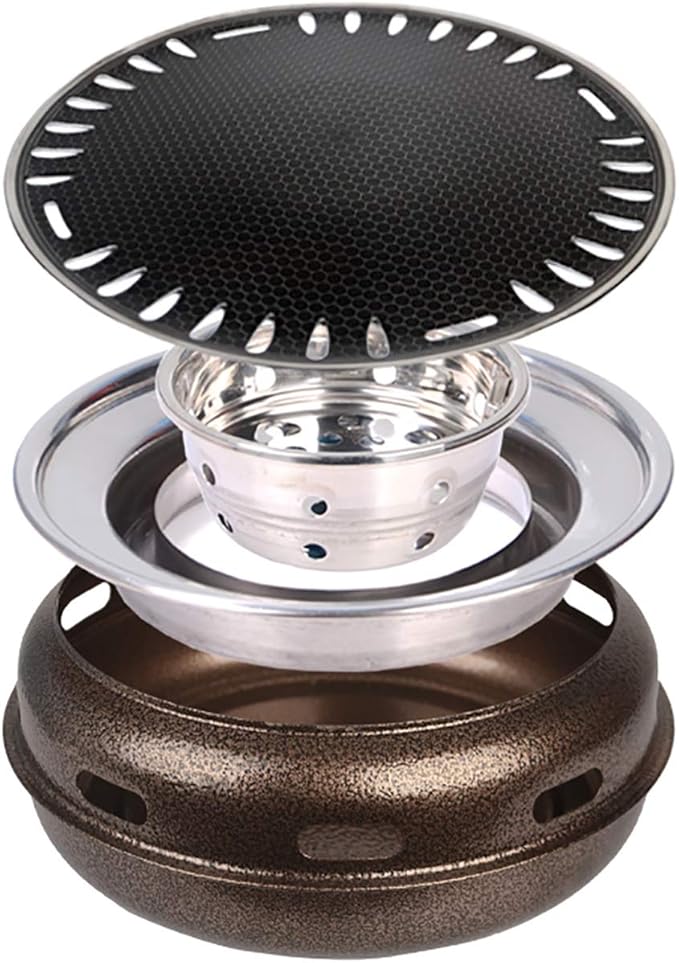 BBQ Barbeque Barbecue Grill, BBQ, Japanese Style Charcoal Smokeless Grill, Stainless Steel Pattern Plate, Heat Evenly, Indoor Outdoor (Colora : A)