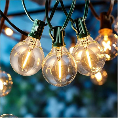 Formosa 26ft Indoor/Outdoor Clear LED Christmas String, Patio Light with 25 Retro Round Waterproof Edison Bulbs,G40 Shatterproof Globe Bulbs, Outside Hanging Lights for Gazebo Garden Backyard Decor