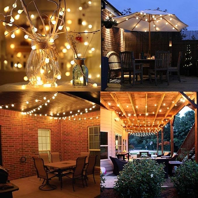 Globe String Lights Battery Operated Warm White ，Water proof 2 Pack 19.7FT 40 LED Globe Fairy String Light 8 Modes with Remote Control , for Home, Party, Christmas, Wedding, Garden Decoration