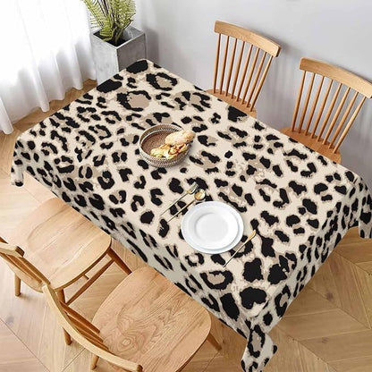 TKS MITLAN Tablecloth Leopard Table Cloth Rectangle Table 60 x 84 Inch Cheetah Skin Tiger Leather Spotted Fur Beige Brown Kitchen Decorations for Home Dinner Party