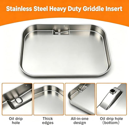 OG701 Griddle Plate Insert for Ninja Woodfire Outdoor Grills OG700 Series, Stainless Steel Griddle Pan for Ninja XSKGRDPLT Woodfire OG701 Grill Accessories