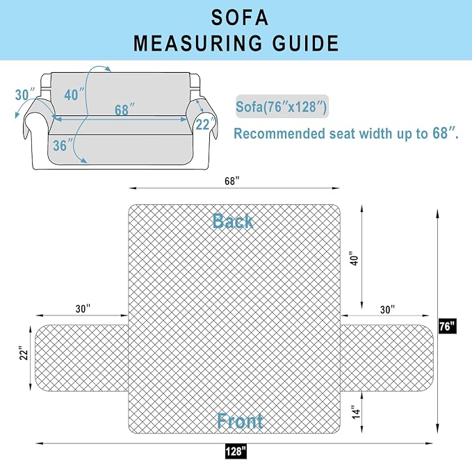 Reversible Couch Cover for 3 Cushion, Sofa, Chocolate/Beige | Couch Cover for Sofa, Pet Friendly Water Repellent Couch Sofa Cover, Washable Furniture Protector with Elastic Straps