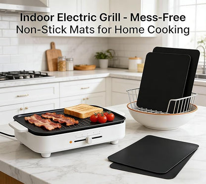 3-Pack Heavy Duty Non-Stick Grill Mats - Reusable BBQ Sheets for Gas, Charcoal & Electric Grills (Black)
